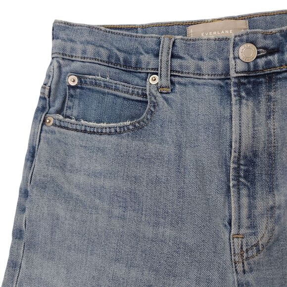 Everlane The Way High Jean Womens 27 Blue Raw Hem Organic Cotton Straight Leg. - Picture 13 of 13